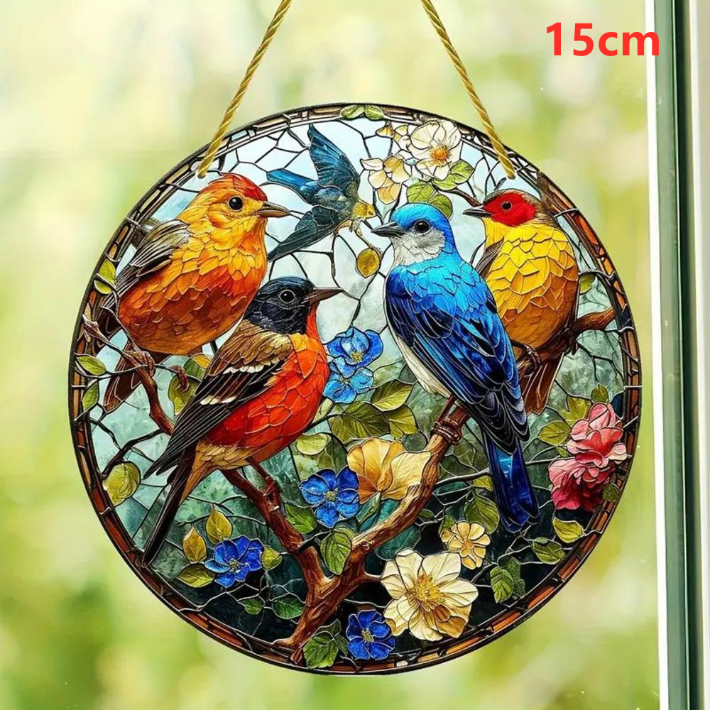 Acrylic Colorful Hummingbird Sun Catcher Rainbow Bird Wind Chimes Crafts Hanging Decor for All Seasons Home Garden Decoration: Gold