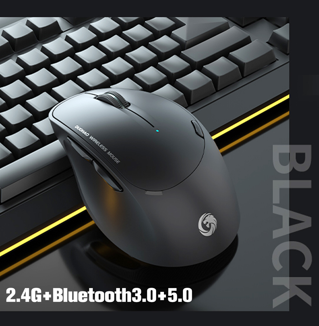 Connect 3 computers Wireless Mouse Game Ergonomic Mouse RGB Optical Bluetooth connection USB Mice For Windows Mac: Black