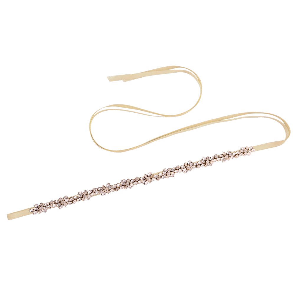 TRiXY S437-G cinturones de diamantes de imitación dorados para mujer, cinturón de cinta nupcial, cinturón de cintura nupcial, joyería, cinturón decorativo, cinturón de faja para chica: champagne