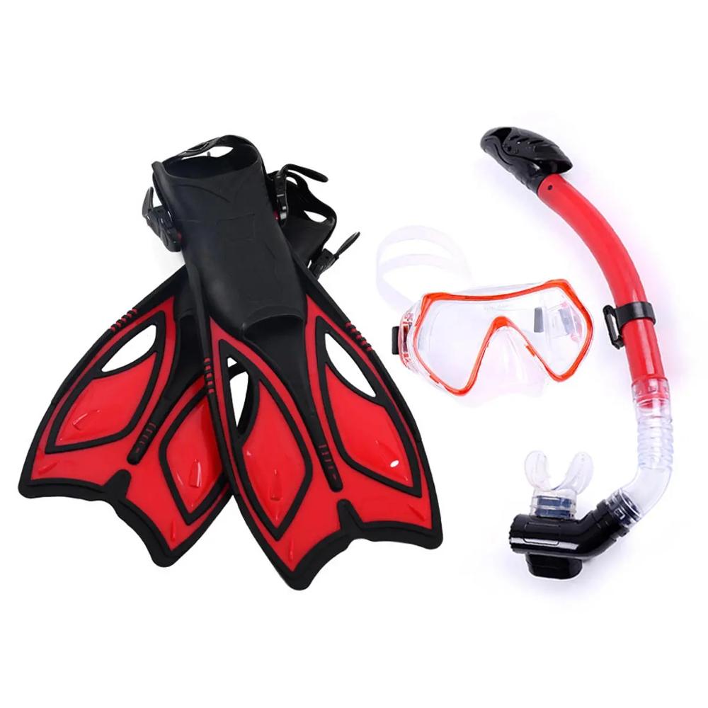 Juego de esnórquel , máscara de buceo subacuática, aletas de natación, gafas de esnórquel superior seco de respiración libre, aletas y esnórquel