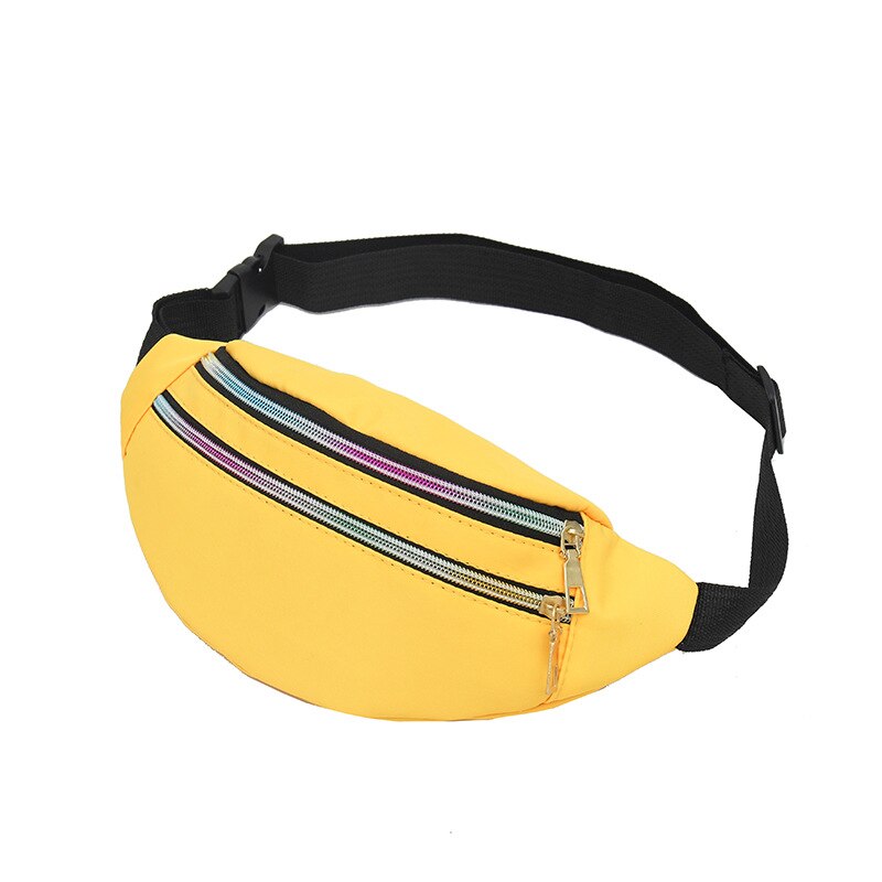 Brivilas nylon fanny pack fo women leopard print sport waist bag female purse belt bags multifunction chest bag crossbody: Yellow