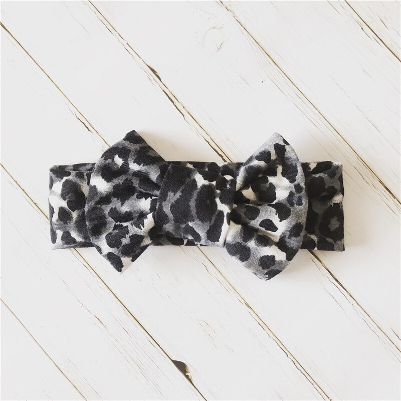 Baby Headband Bow for Girl Bandeau Bebe Fille 5inch Leopard Baby Girl Headbands for Newborn Toddler Turban Baby Hair Accessories: Black Headband S