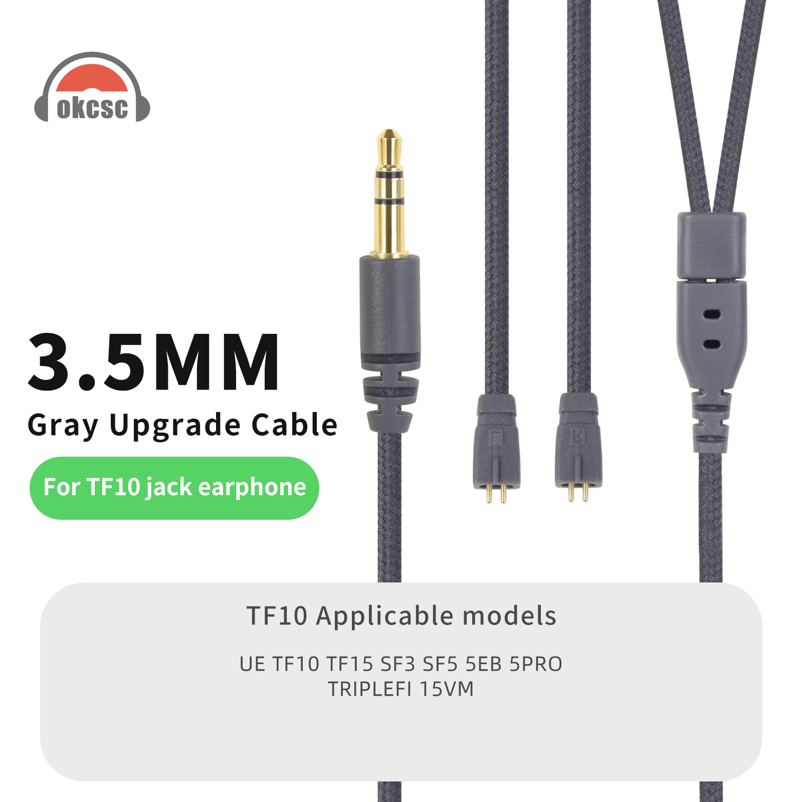 OKCSC TF10 HIFI Wymienny Kabel robić Słuchawek UE TF10 TF15 SF3 SF5 5EB TRIPLEFI 15 NM 3.5mm OFC Pozłacany Wtyk Kabel robić Słuchawek