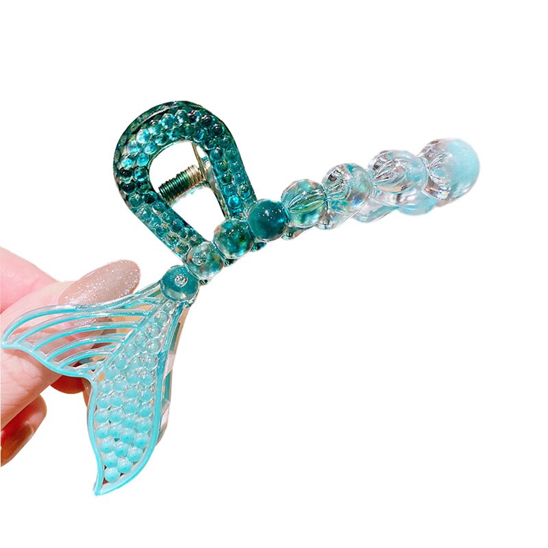 Korean Jelly Gradient Green Acrylic Plate Hair Clip Girl Shark Clip Hair Accessories Hair Clip Clamp Gradient Green Hair Claw