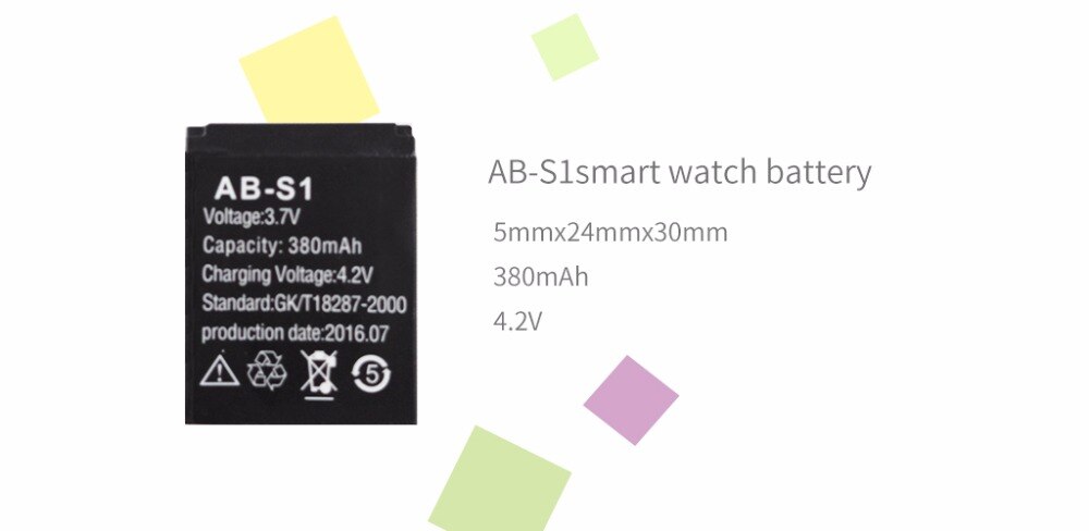 Octelect ab -s1 ur bluetooth ur telefon batteri 380 mah til  dz09 smart ur  s1