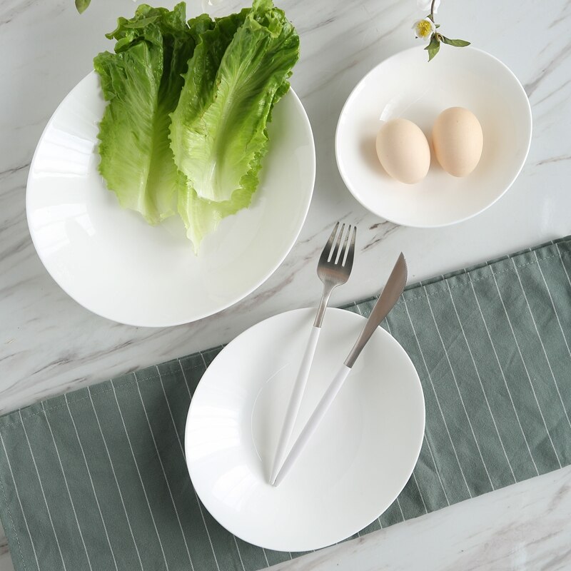 9.5 inch, plain white bone china big oval bowls, dinner catering dish for dessert / fruit serving, porcelain dinnerware