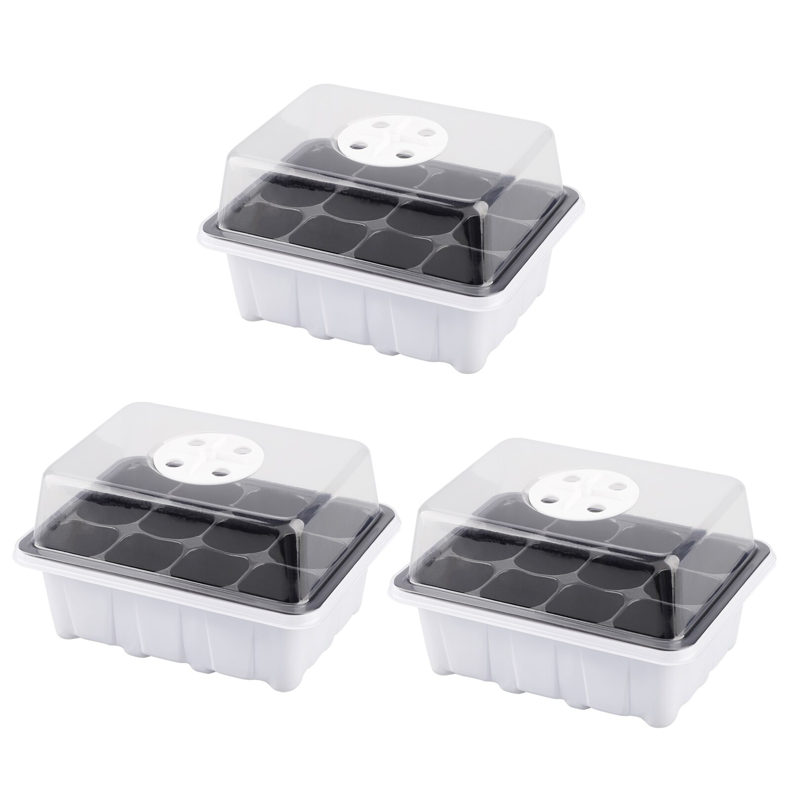 Seedling Box Seedling Propagation Kit Seedling Starter Tray Set Humidity Vented Domes Plant Lables 6 Cells Plant Growth Tray: White