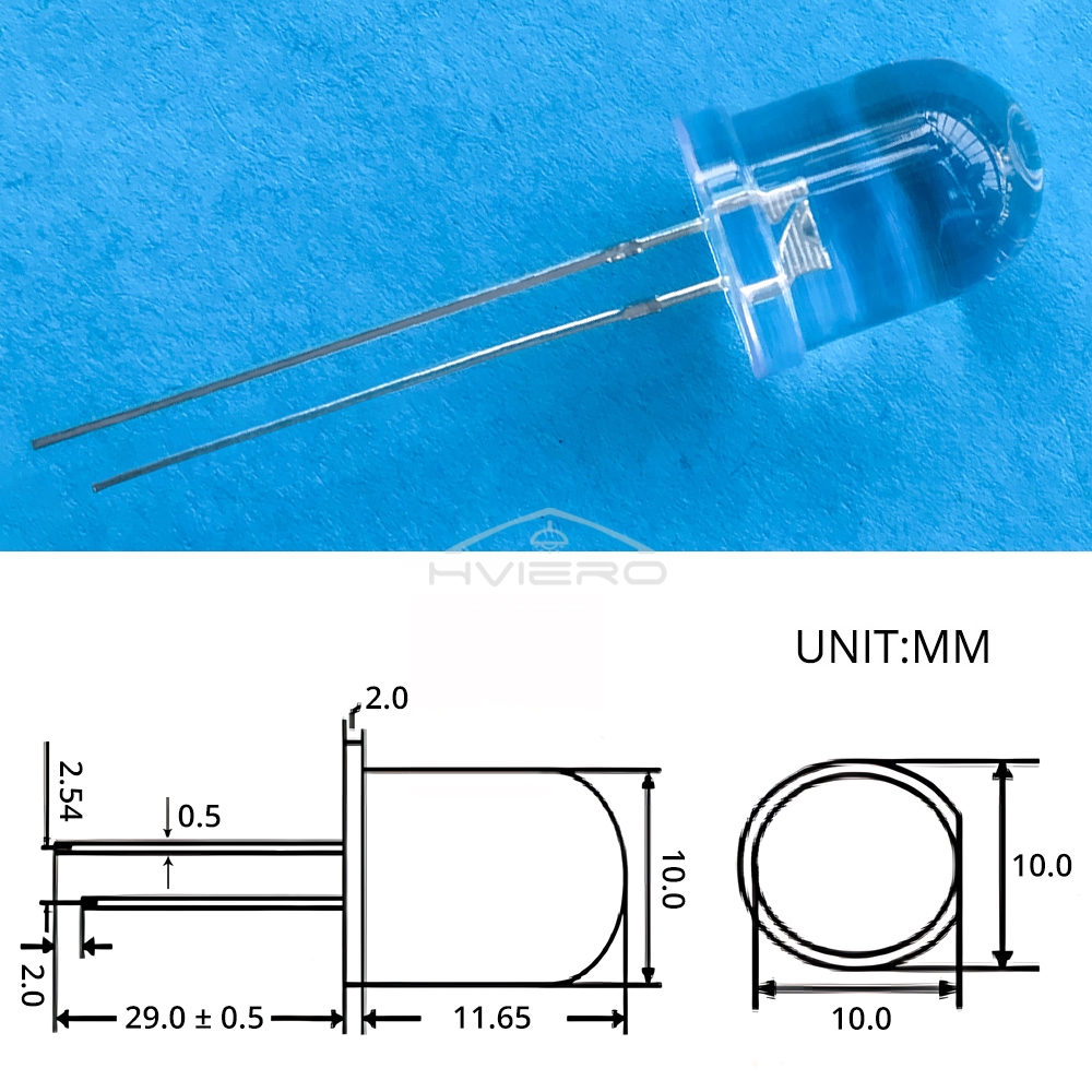 50Pcs 10mm Round Top Super Bright Lamp Beads Clear Emitting Diode LED White Red Green Blue Yellow UV Pink Orange Dome Light Bulb