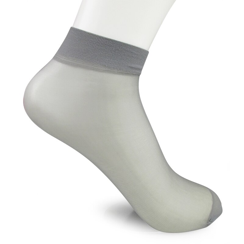 10 paar kurze sommersocken für damen, dünn, kristallklar #39 einfarbig, knöchelhoch, seidenweich, rutschfest, geeignet: Grau