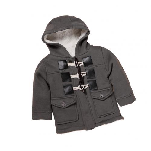 Nette Winter warm dicken Baby Jungen freundlicher Mit Kapuze Mantel Baumwolle Reißverschluss Mit Kapuze Baumwolle Jacke Kleidung Oberbekleidung Duffle Winter Warme Mantel: 90cmGrey