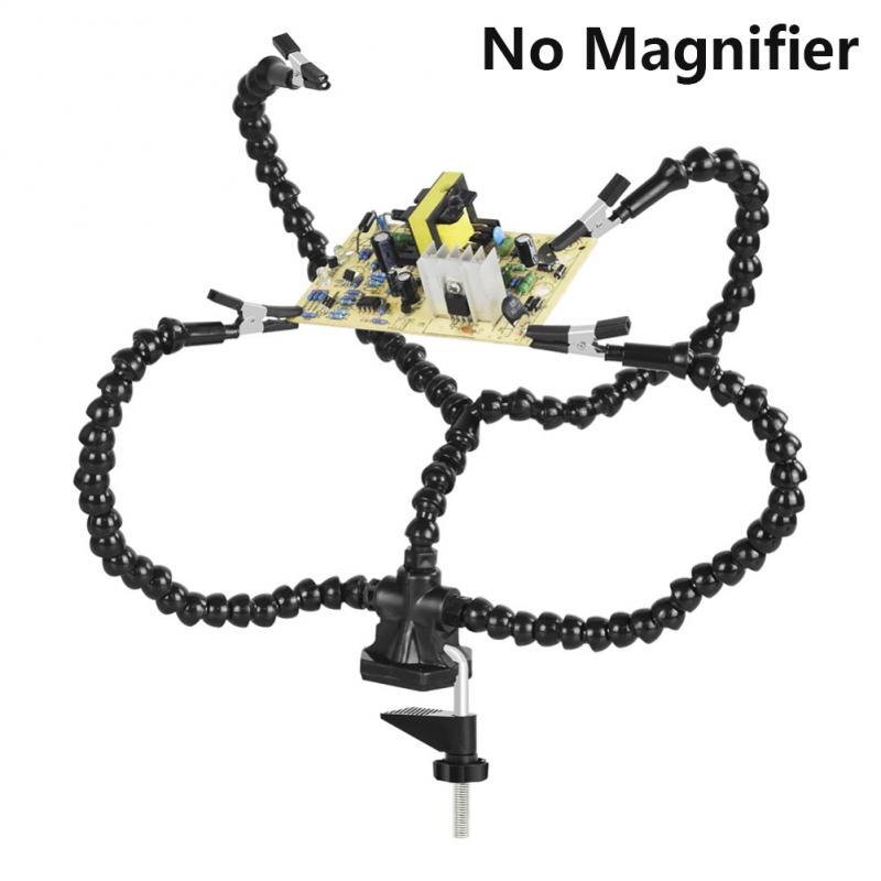 Welding Desk Clip PCB Soldering Holder 3X Magnifier With LED Light Welding Helping Hand Flexible Arm Soldering Hand Tool Clamp: 04