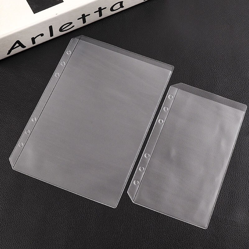 12pcs A5 A6 File Organizer Storage Folder PVC Pouch Standard 6 Holes Transparent Bills Bag Loose Leaf Pockets Binder Accessories