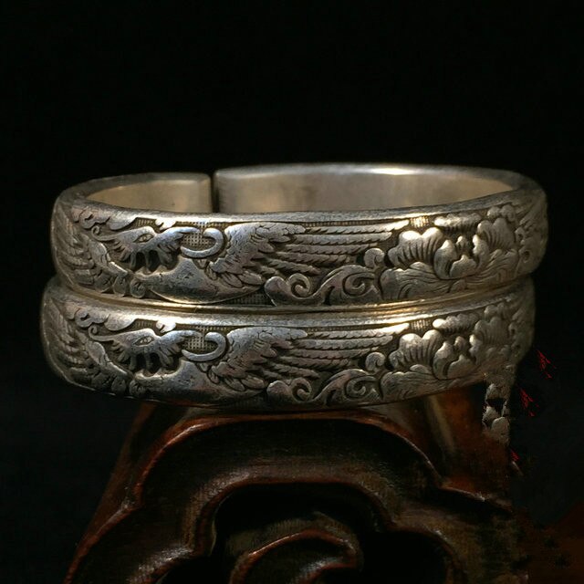 Tibetaanse Folk Wind Phoenix Pioen 925 Zilveren Armband