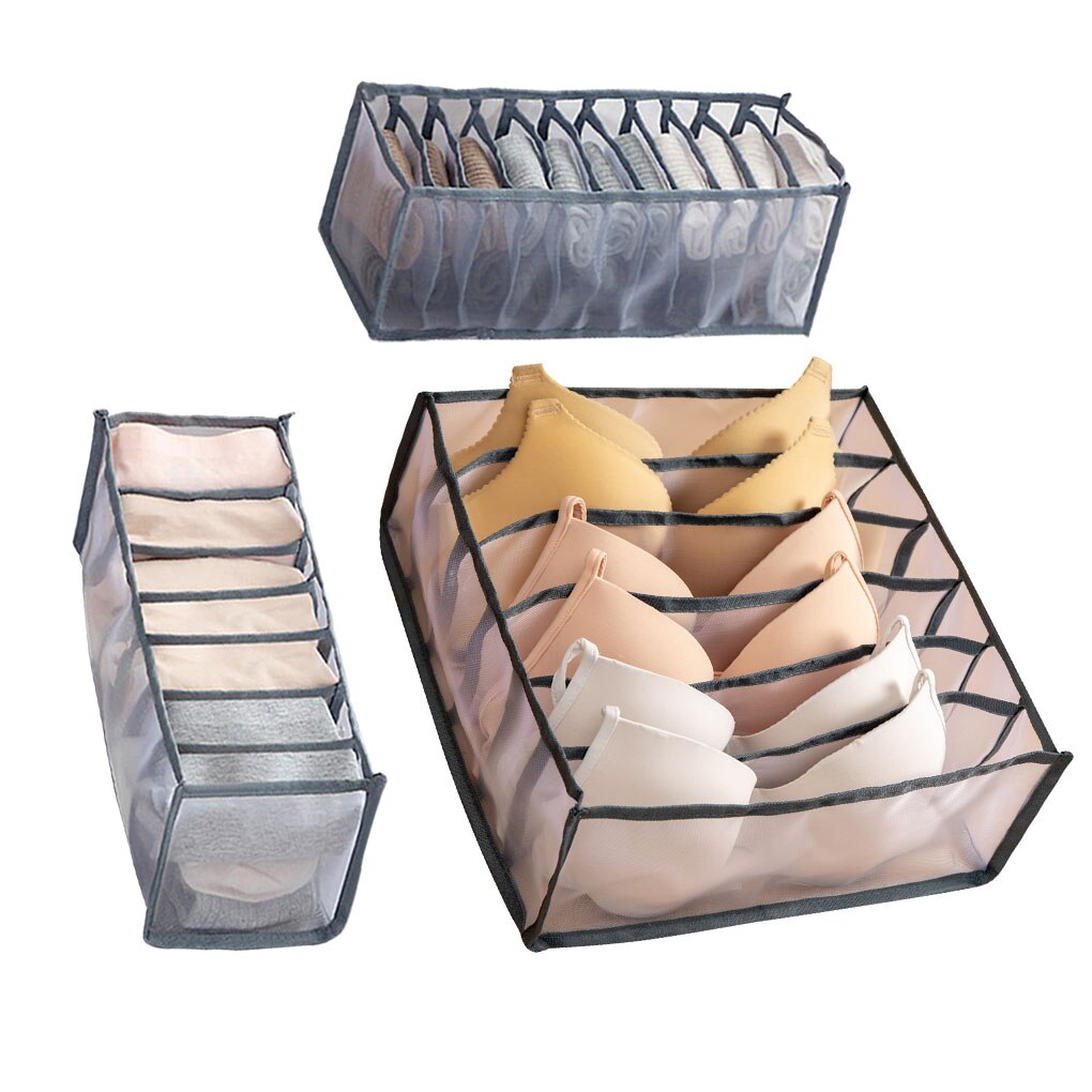 Unterwäsche Bh Socken Panty Lagerung Boxen Schrank Organisatoren Kleiderschrank Heimat Organisation Schublade Teiler Schlafsaal Sparen Raum: grau 3Stck(1einstellen)