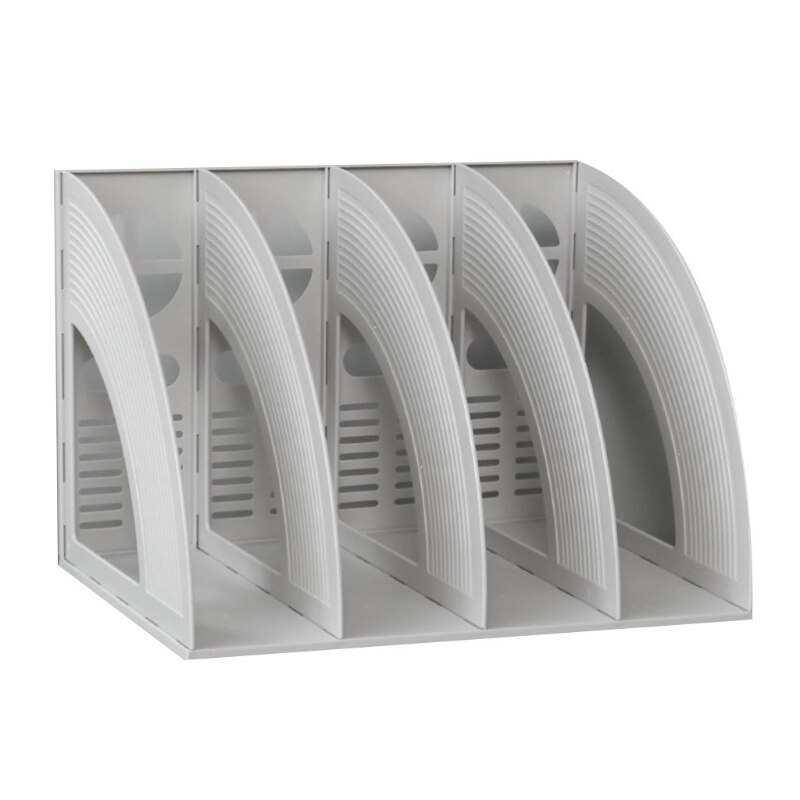 Porte-fichiers Vertical à 3 ou 4 grilles, porte-documents de bureau, support Vertical, bouchon de livre, accès par traction, papeterie de bureau: Gray B