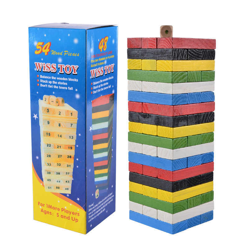 Pädagogische Holz-Gummibaumholzblöcke Frühkindliches Lernspielzeug Digitaler Turm-Baukasten Eltern-Kind-Spiel: Rot