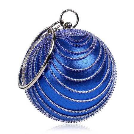 SEKUSA Circular Tassel Rhinestones Women Evening Bags With Handle Diamonds Metal Handbags For Wedding/Party/Dinner Evening Bags: YM1158blue