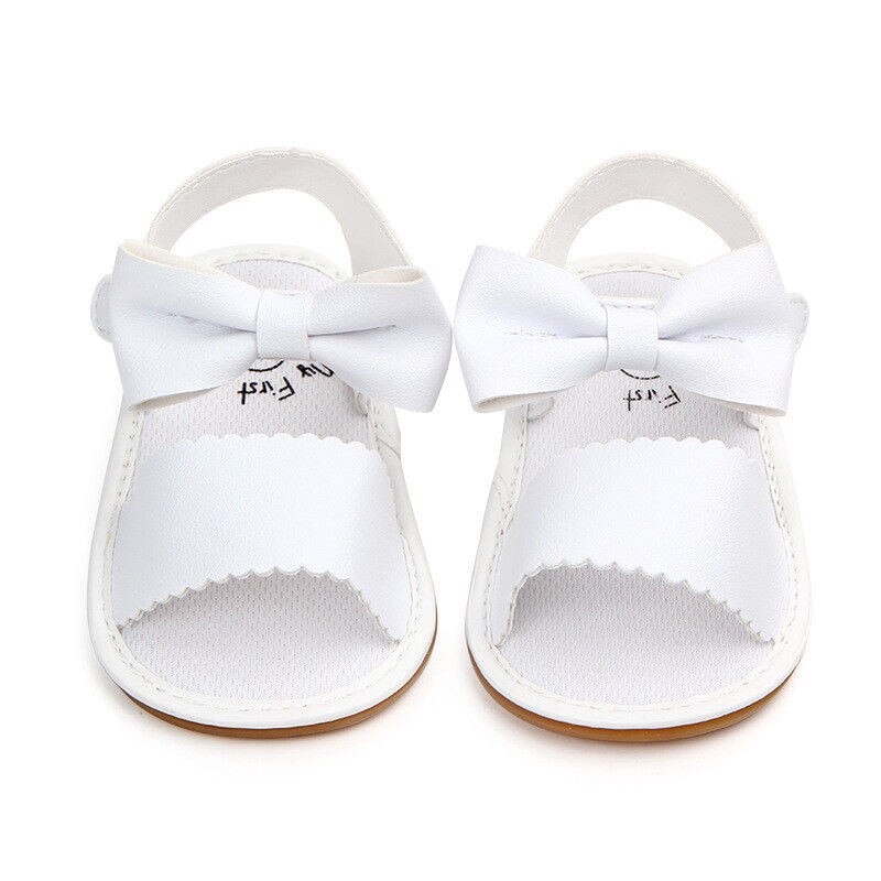Sommer søde nyfødte baby baby piger bowknot prinsesse sko toddler sandaler pu skridsikre gummipiger sko størrelse 0-18m: Hvid / 13-18 måneder