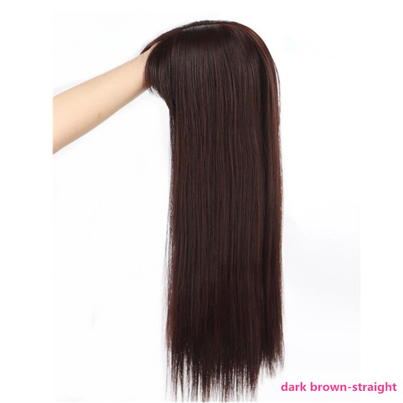 Hywamply 60CM Long Magic Clip on Hair Topper Add Volume Synthetic Hairpiece Closure for Covering White Hair Slightly Hair Loss: 4/30HL