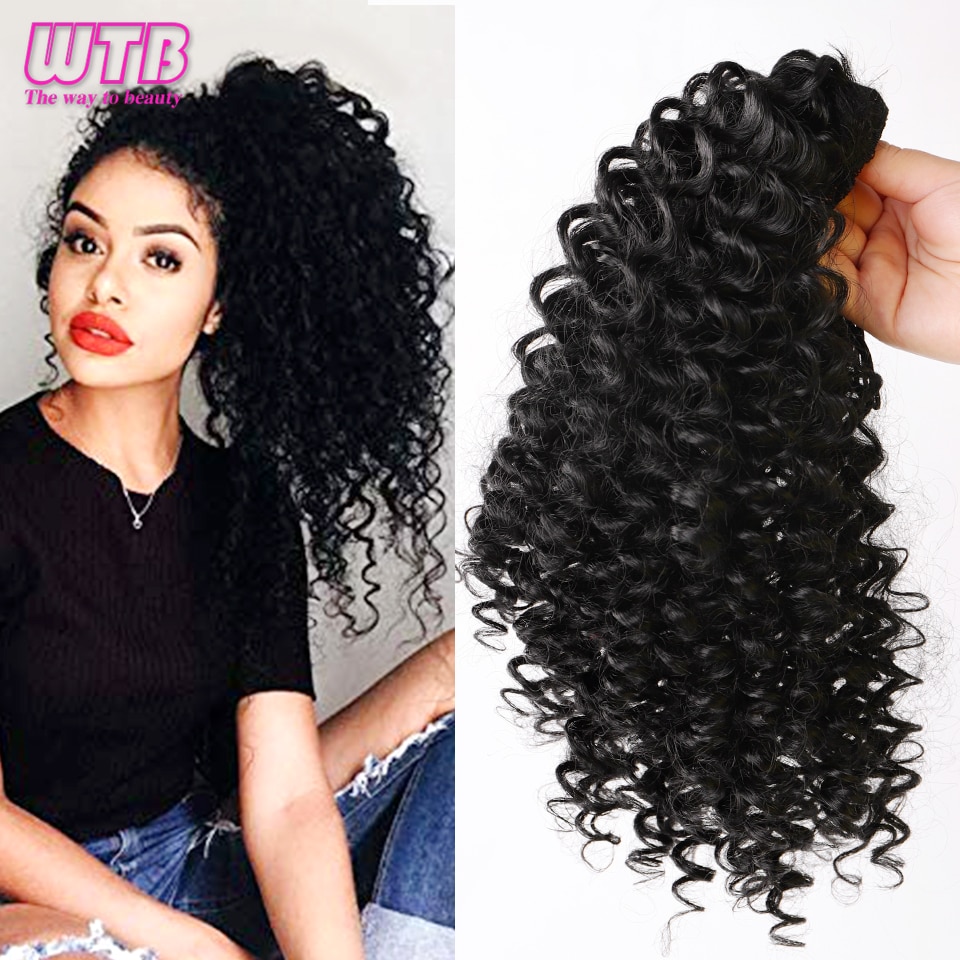 WTB-coletas de pelo sintético para mujer, pelo corto rizado, negro, esponjoso, para pelo afroamericano
