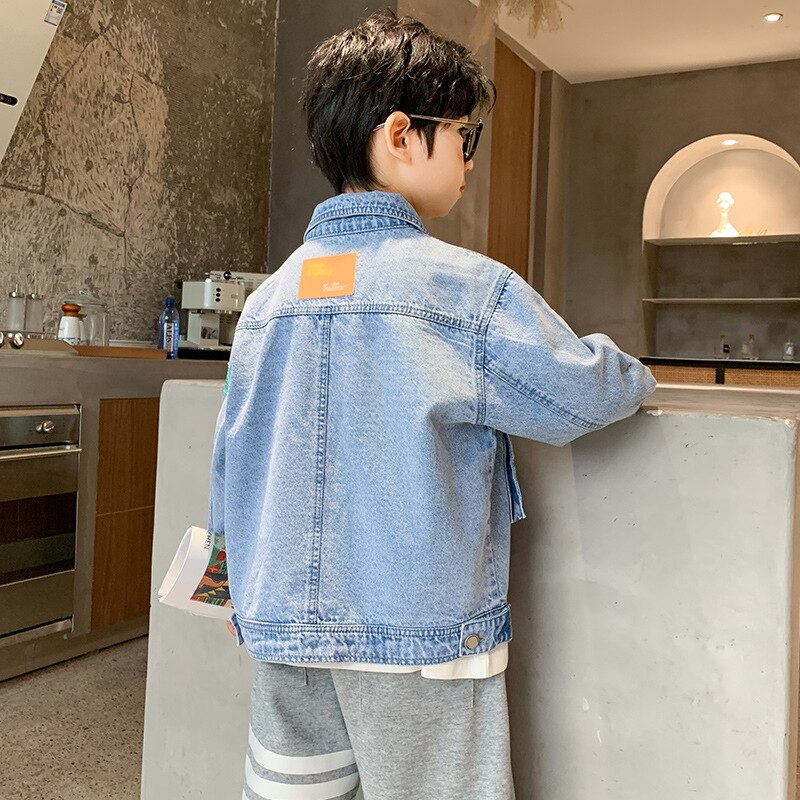Chaqueta vaquera de algodón para niños, cárdigan de gran tamaño, 4, 5, 6, 7, 8, 9, 10 años, primavera,