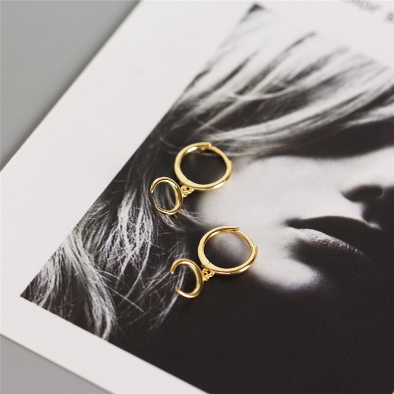 CANNER Gold Color Small Hoop Earrings for Women Girls 925 Silver Mini Circle Earrings Jewelry Zircon Star Earings H50: shape14