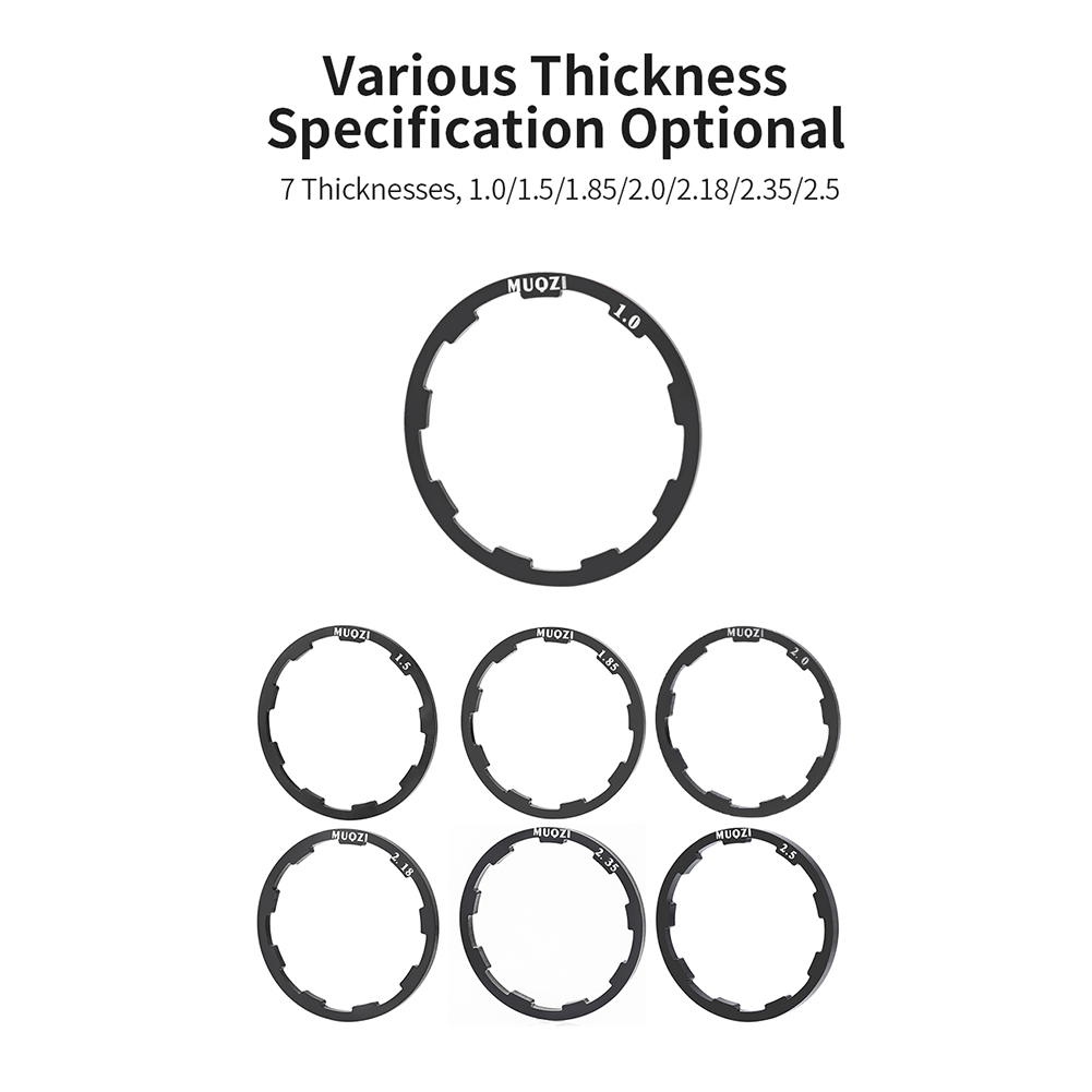 MUQZI MTB Road Bike Hub Washer 1mm 1.5mm 1.85mm 2mm 2.18mm 2.35mm 2.5mm Gasket For 7 8 9 10 11 12 Speed Cassette Flywheel Spacer