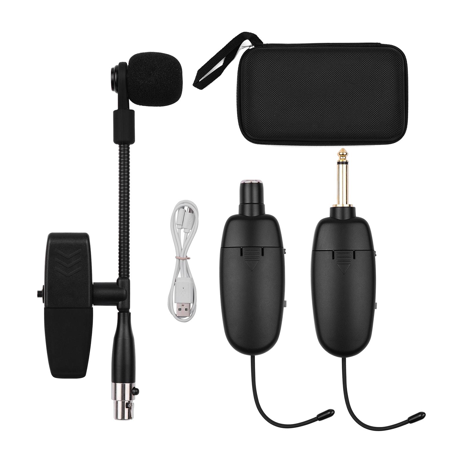 UHF Saxophone Mic Wireless Microphone System Clip on Musical Instruments for Saxophone Trumpet Sax Horn Tuba Clarinet Pipe