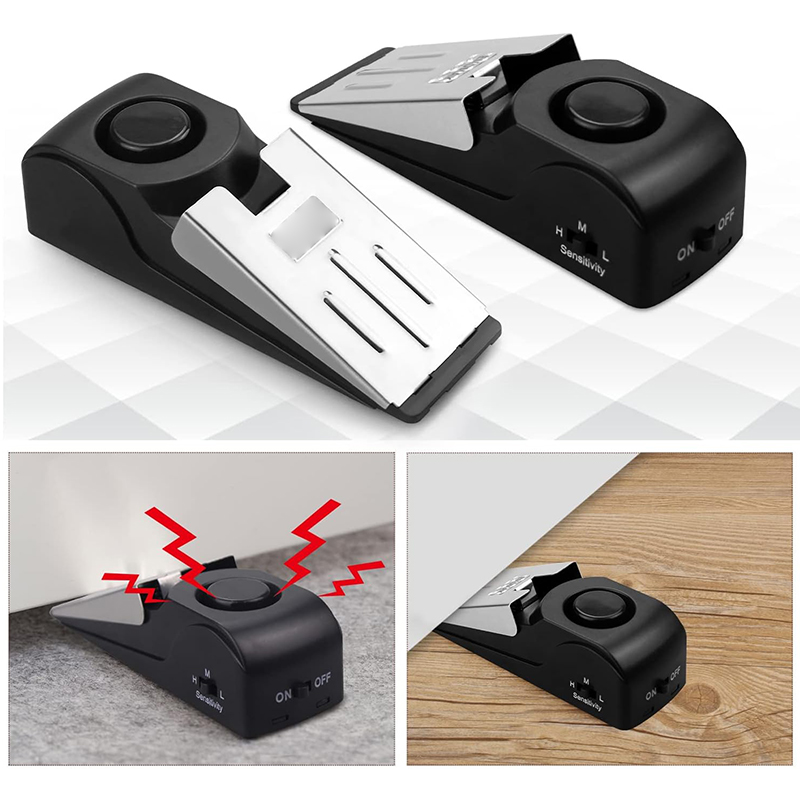 Dörrstopp säkerhetslarm, bärbart 120 högljudda entrélarm dörrstoppslarm för resor hem lägenhet hus (1- pack)