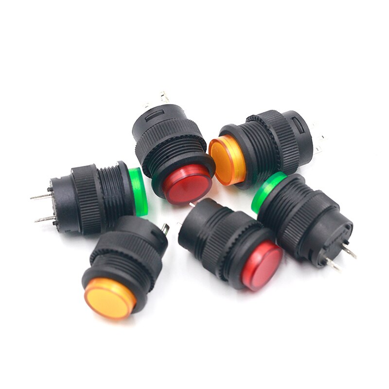 5PCS self-lockin 16MM Latching/Momentary push button switch with 5Color LED lighting 4Pin R16-503/AD R16-503/BD