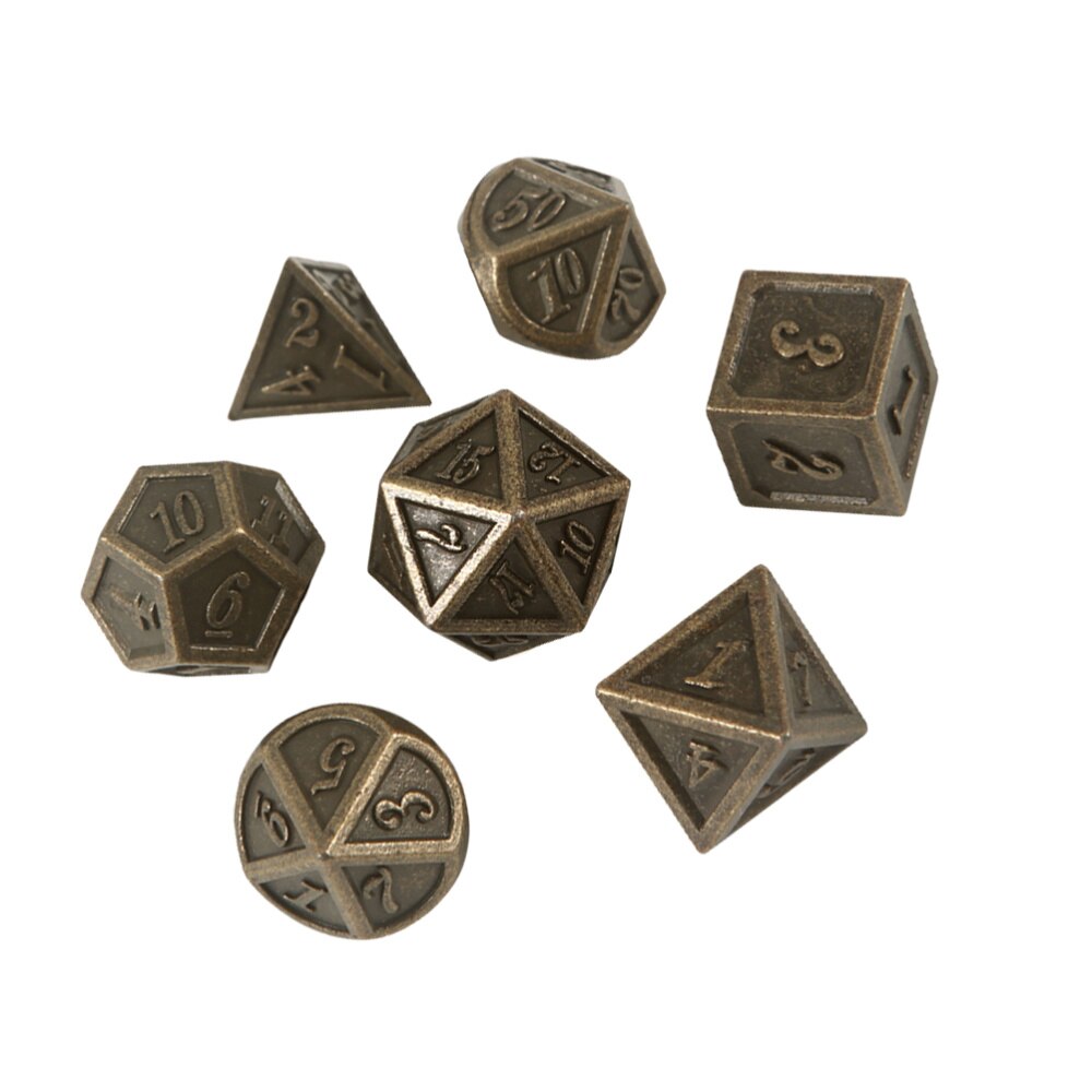 7 pièces en métal polyèdre dés numéros créatifs dés multi-facettes dés pour divertissement jeux de société multi-facettes dés Bronze