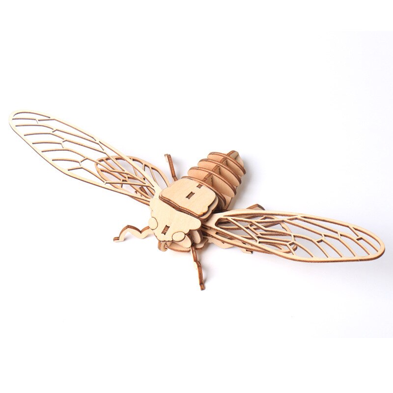 Kids Diy 3D Houten Puzzel Ambachtelijke Speelgoed Jigsaw Insect Dier Handgemaakte Montage Geschilderd Speelgoed Educatief Speelgoed Cadeau Voor Kinderen: Cicada