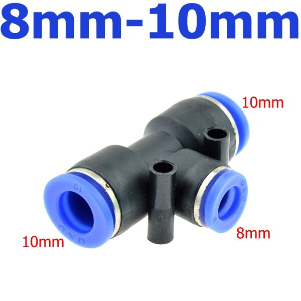 3 weg T förmigen T Pneumatische 10mm 8mm 12mm 6mm 4mm 16mm OD Schlauch rohr drücken in Luft Gas passend zu schnell Beschläge Stecker Adapter: 8mm-10mm