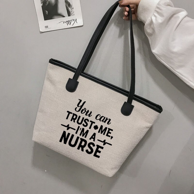 Kan Je Me Vertrouwen Ik Ben Een Verpleegkundige Voor Verpleegkundige Canvas Tote Bag Schoudertas Strandtas: white