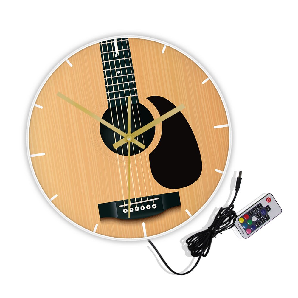Akustische Gitarre Dekorative Wanduhr Musik Instrument Minimalistischen Wohnkultur Stille Zauberstab Uhr Musiker Studio Gitarrist