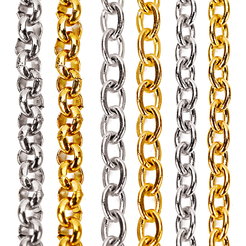 5Meter Rvs Kettingen Bulk Voor Ketting Armbanden Dia 2Mm Goud Kleur Metal Link Kettingen Veel Diy Sieraden maken Levert