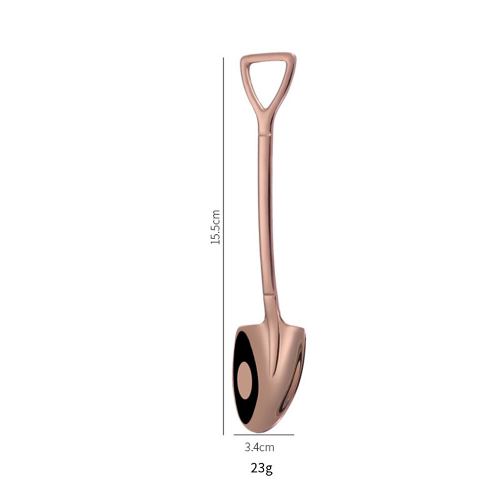 Rustfritt stål jern spade skje kaffe is skje engineering spade retro søt firkantet hode skje kjøkkenutstyr: F