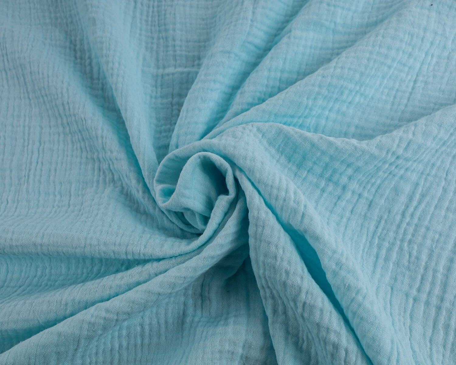 2-Layered Gauze Soft Crinkle Cotton Muslin Fabric 135x50cm - Sold By The Half Meter: Light blue