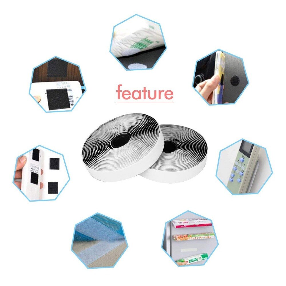 16/20/25/30mm*24 Meters Magic Tape Self Adhesive Hook Loop Fastener Nylon Sticker Discs Tape Sewing Adhesive with Glue