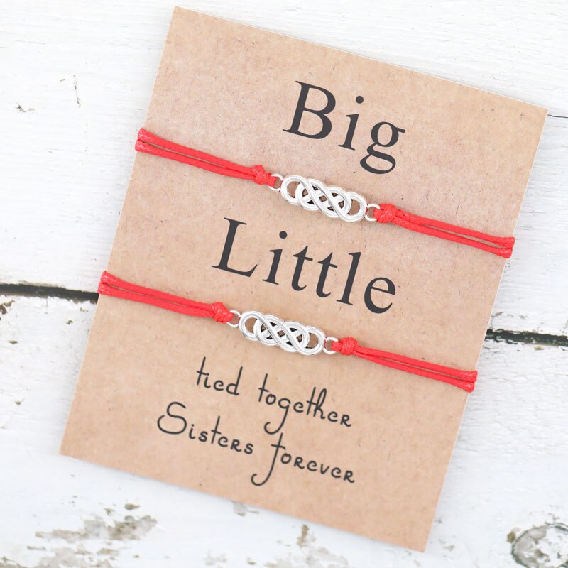 2 stuks/set twist big little sorority wish armband beste vriend infinity armband voor soul sister armband vriendschap: Rood