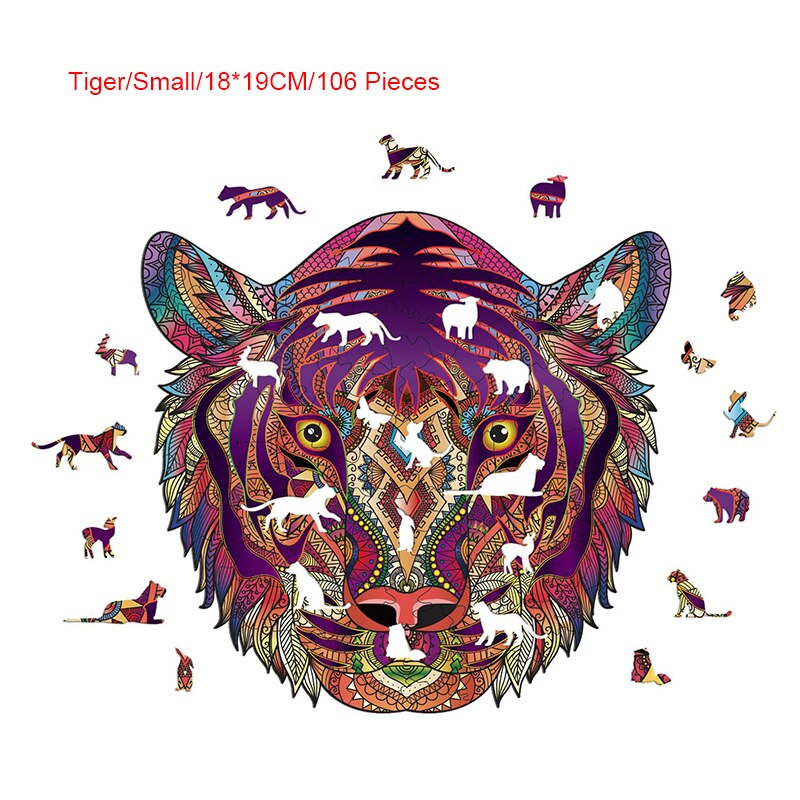 5 styles en bois dessin animé bricolage Lion Koala tigre marmotte Dragon jouet maison Puzzle pièces de Puzzle Photo murale Photo papier peint: C1