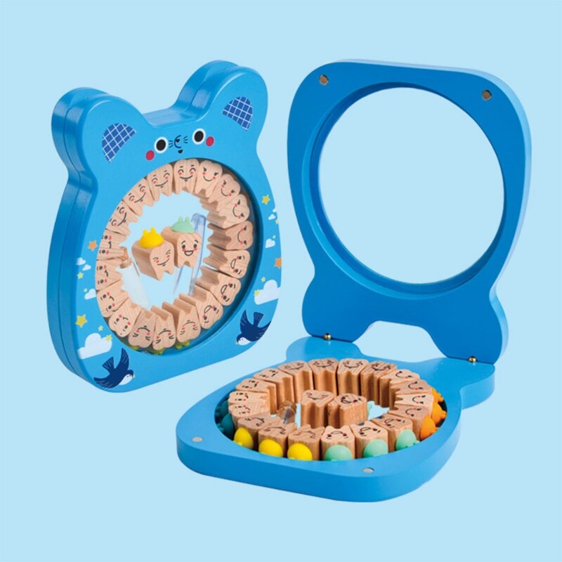 40JC Wooden Baby Teeth Box Tooth Shape Deciduous Tooth Holder Milk Teeth Memorial Box