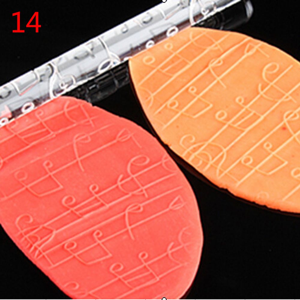 15Styles Acrylic Rolling Pin Fondant Cake Impression Rolling Pin Pastry Roller Embossing Kitchen Baking Decor Tool: 14