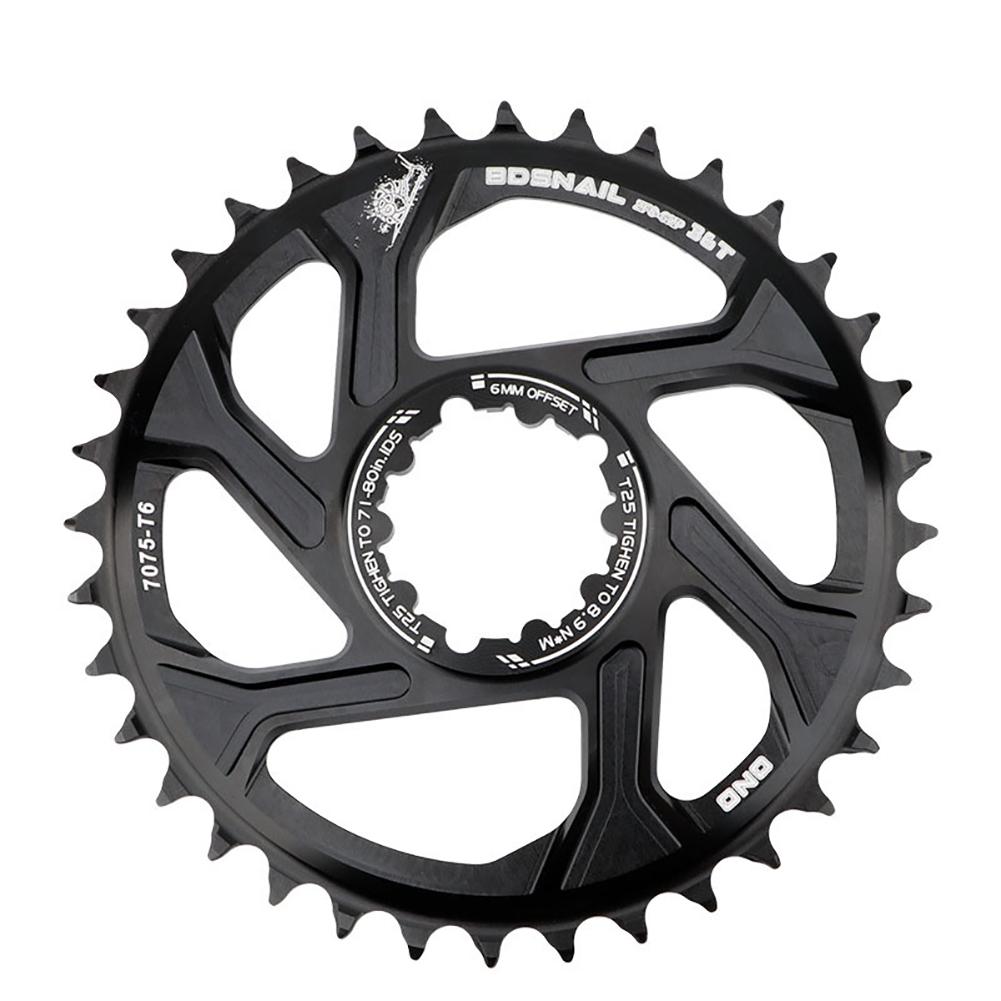 Plato ultraligero para bicicleta de montaña, aleación de aluminio, 30, 32, 34, 36, 38T, 6mm, bandeja de disco único, colorida/negra: black / 38T