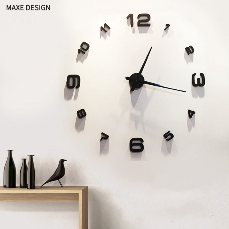 Diy muursticker klok grote wandklokken 3d spiegeloppervlak sticker thuiskantoor decoratie voor woonkamer slaapkamer moderne klok