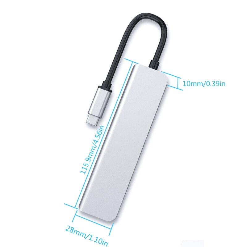 6-in-1 Type-C Extension Hub Laptop Computer Peripheral Docking Station Adapter