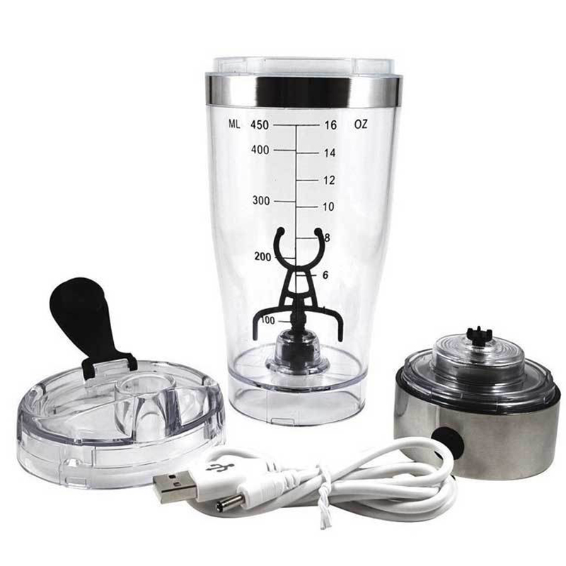 Mini usb 450ml elektrisk automatisk protein shaker bärbar rörelse blandningsblandare vortex tornado bpa gratis min vattenflaska