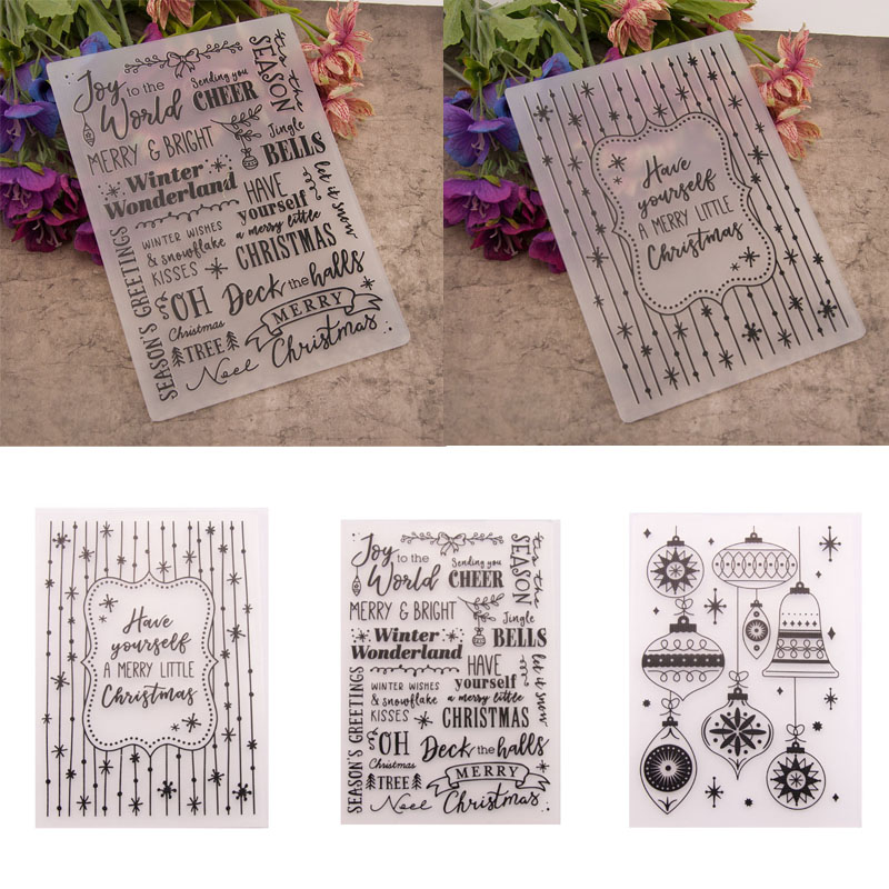 Tarjetas decorativas para boda, álbum de fotos DIY, decoración de plástico en inglés, plantillas de carpeta en relieve, artesanías de papel de 3 diseños