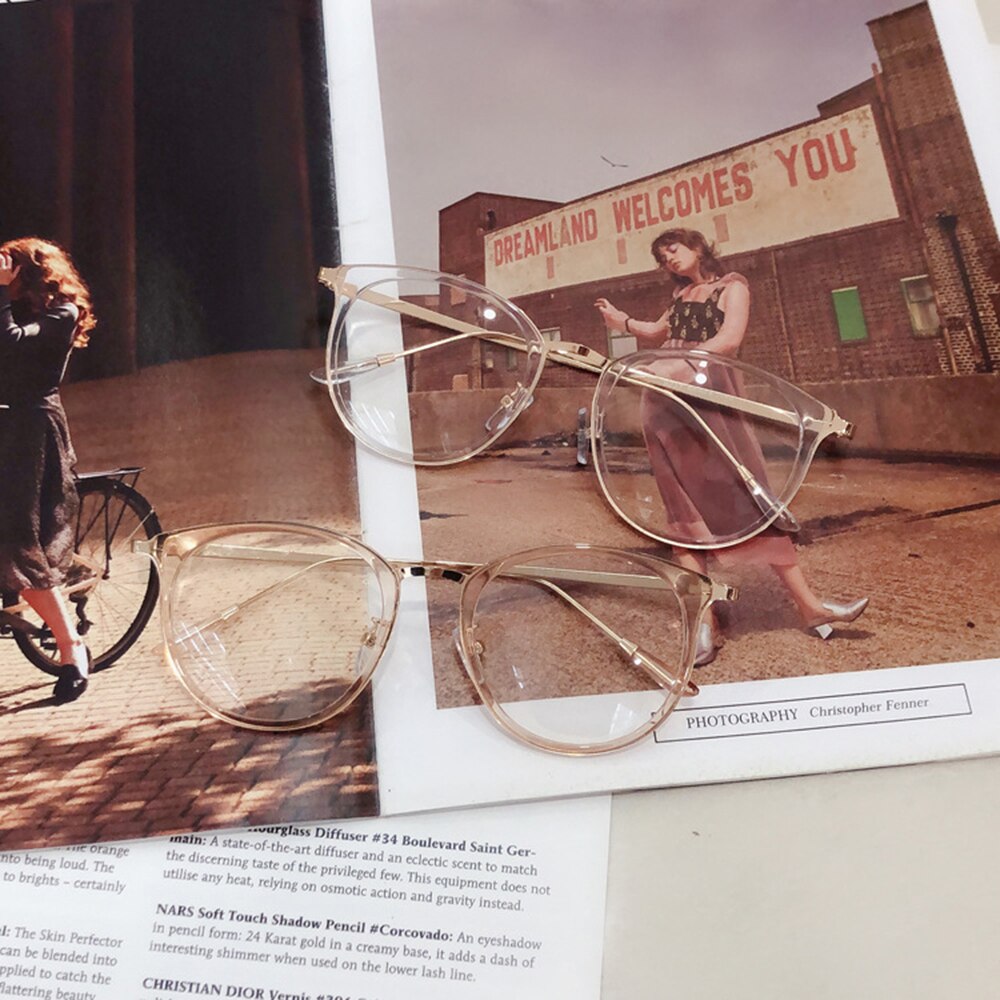 Montura de gafas redondas de gran tamaño para mujer y hombre, lentes ópticas transparentes de estilo Vintage, con luz azul, para miopía, 1 Uds.