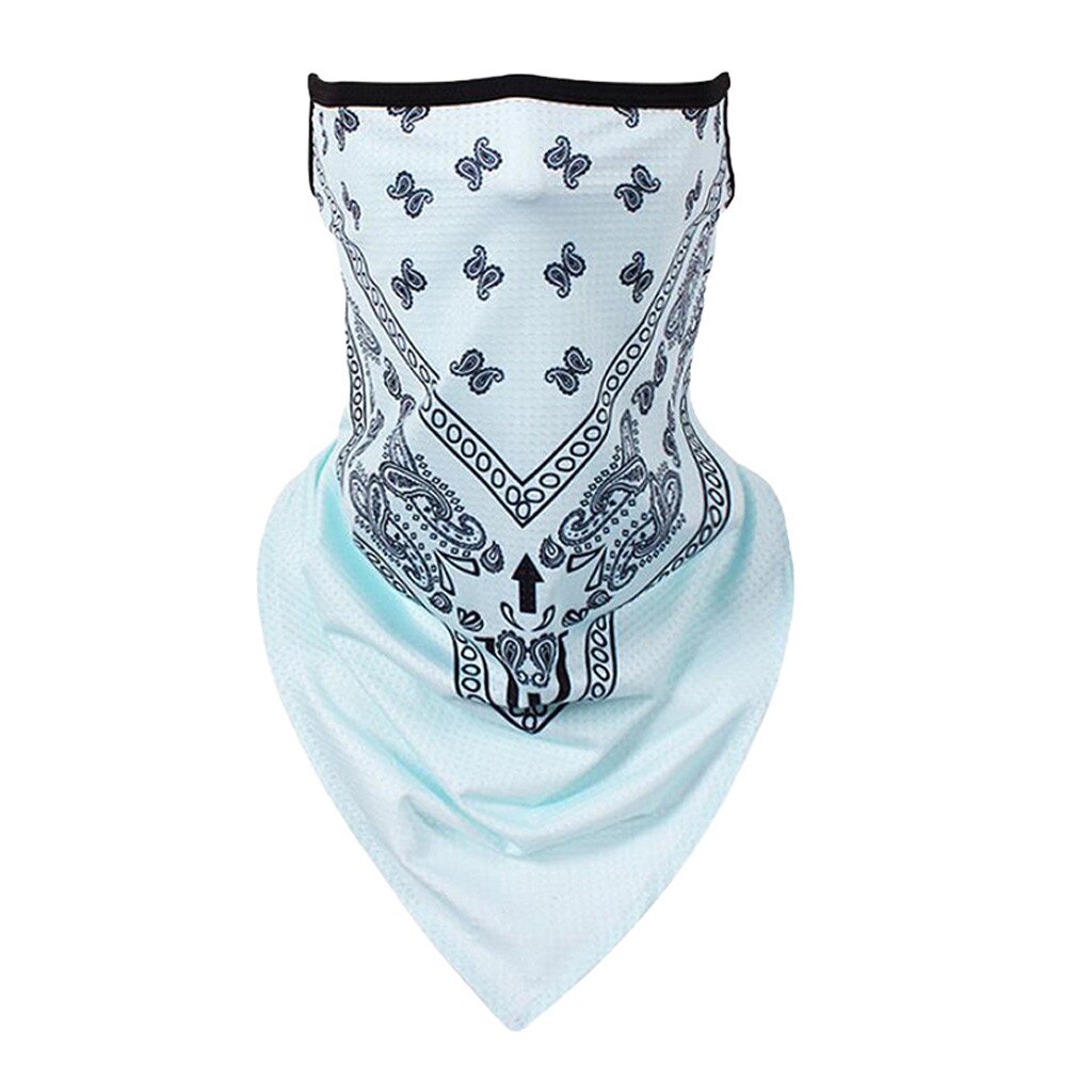 Tri-Angle Bandana Gezicht Shield Opknoping Oor Buis Sjaal Ice Zijde Nek Gaiter Cover Anti-Uv Glad Ademend Hoofdband Mannen masque: Light blue